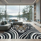 Intense Tiger Grayscale Swirl Portrait Rug