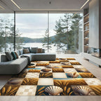 Golden Wheat Seashell Mosaic Rug