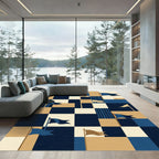 Modern Navy and Gold Geometric Flag Area Rug