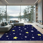 Navy Blue Starry Night Sky Rug