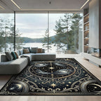 Celestial Gold Moon Astral Galaxy Rug