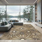 Beige Starburst Floral Medallion Rug