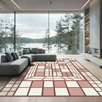 Terracotta Cubist Grid Illusion Rug