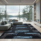 Metallic Blue Handgun Isometric Repeat Rug