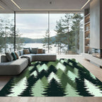 Shades of Green Forest Trees Gradient Rug