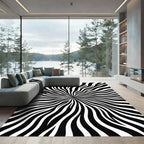 Bold Black and White Optical Wave Rug