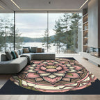 Distressed Pink Lotus Floral Mandala Rug