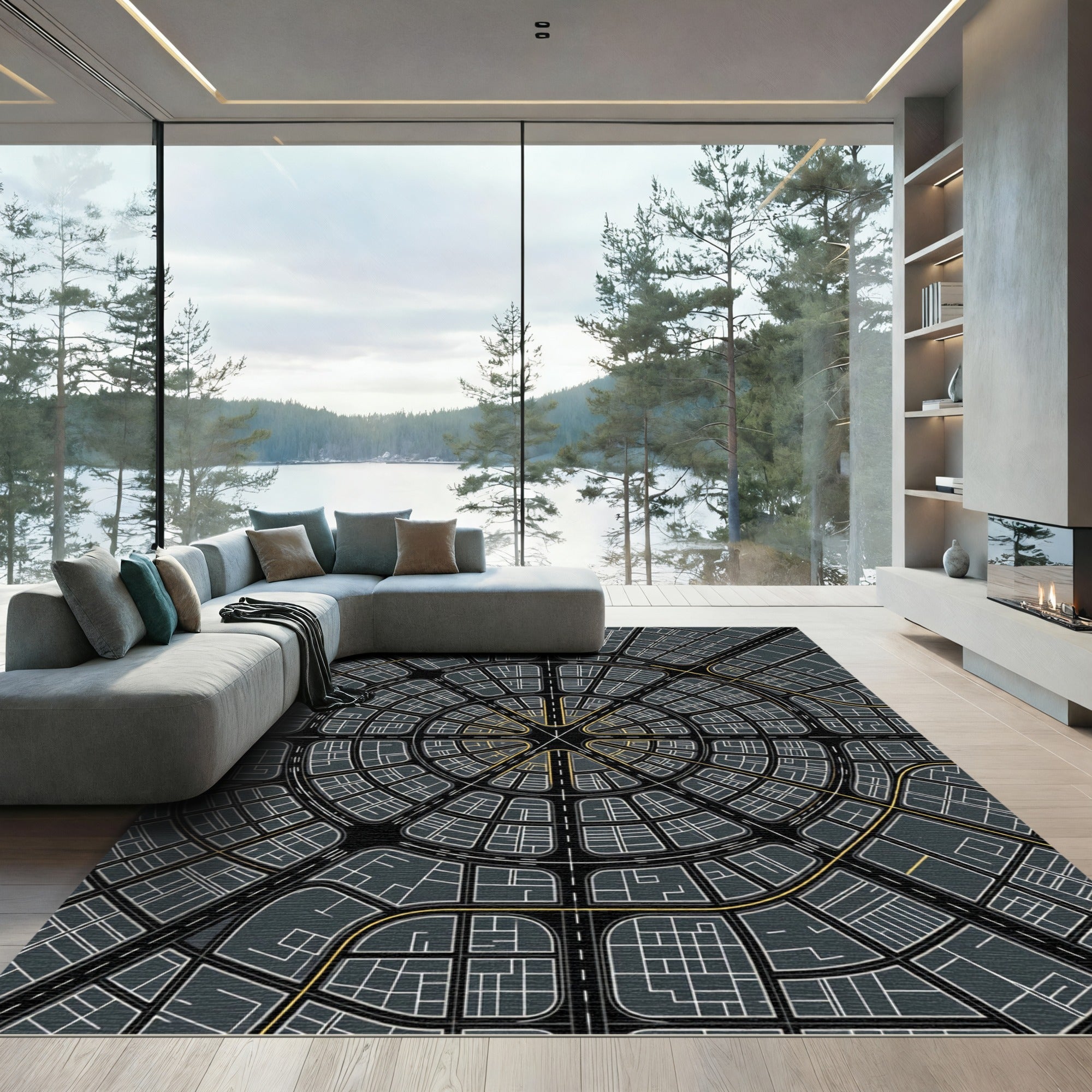 Abstract Urban Network Radial Rug