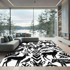 Black and White African Wildlife Art Rug