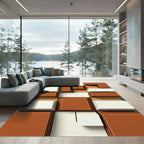 Terracotta White Geometric Block Rug
