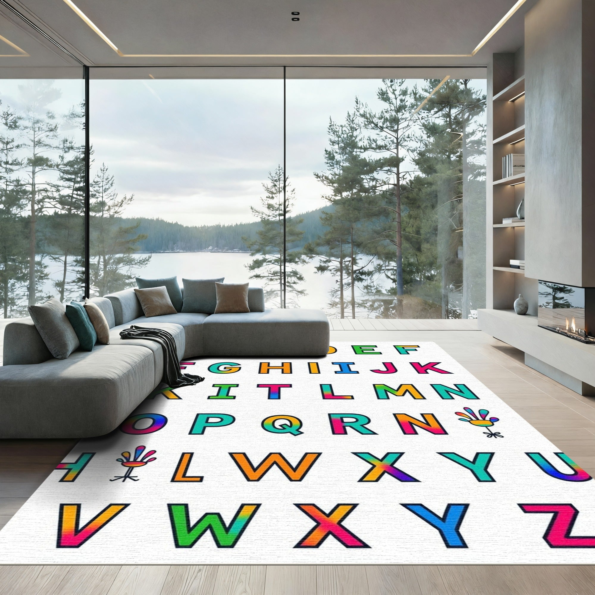 Rainbow Alphabet Letters Bold Rug