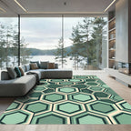 Sophisticated Sage Green Geometric Hexagon Rug
