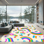 Vibrant Rainbow Arch Shapes Accents Rug