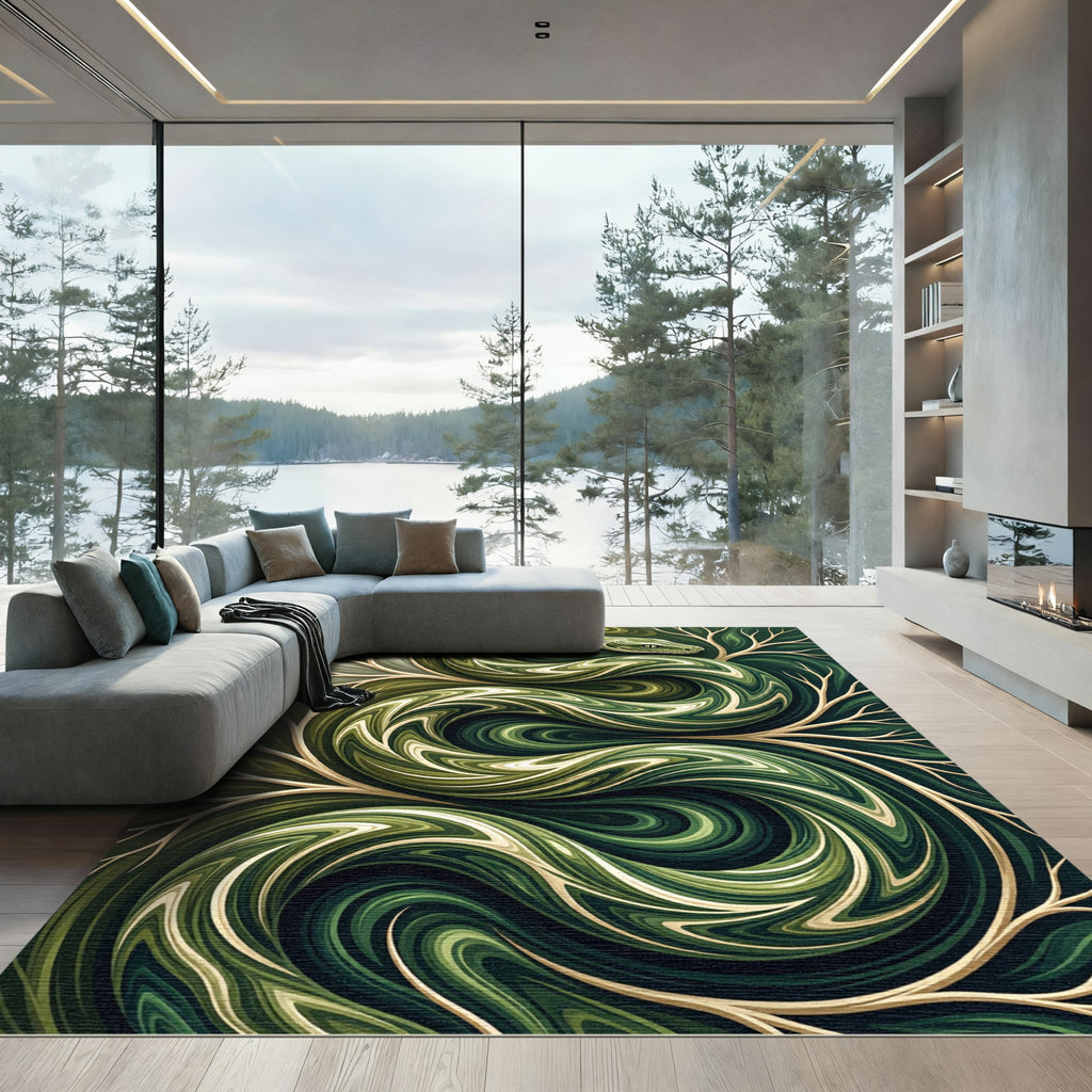Emerald Green Serpent Swirl Rug