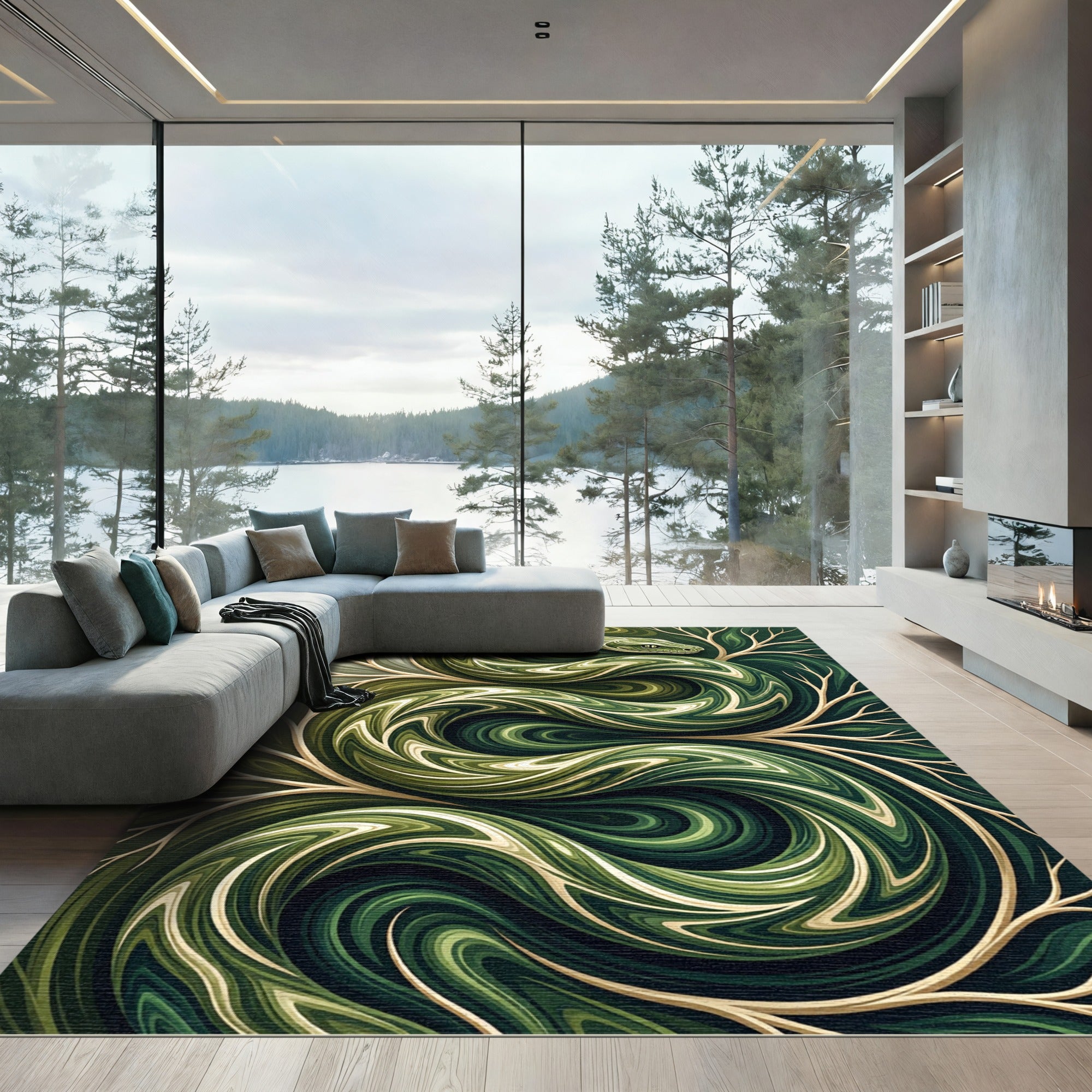 Emerald Green Serpent Swirl Rug
