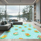 Cute Yellow Creatures Floral Bubbles Rug