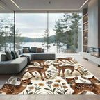 Whimsical Woodland Fawn and Wildflower Meadow Rug