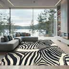Bold Monochrome Zebra Stripe Art Rug