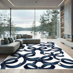 Navy Blue Elegant Ribbon Bows Rug