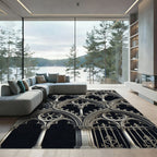 Gothic Stone Grey Architectural Arch Trellis Rug