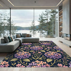 Ethereal Hydrangea Floral Navy Botanical Rug