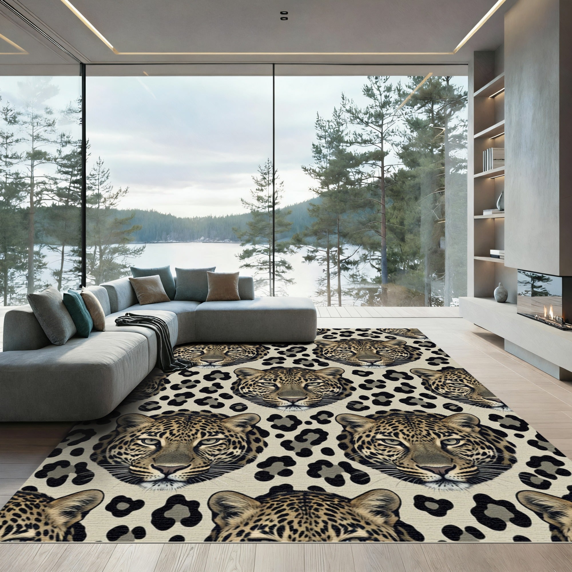 Leopard Spots And Faces Repeat Rug