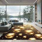 Luminous Golden Bubbles Celestial Sphere Rug
