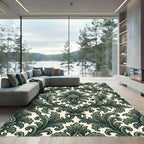 Elegant Sage Green Damask Scroll Rug