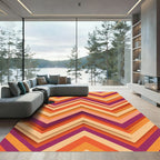 Retro Chevron Earth Tone Striped Rug