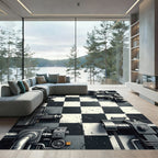 Industrial Gray Checkerboard Machine Rug