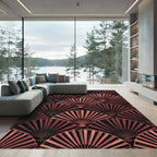 Art Deco Fan Crimson Layered Rug
