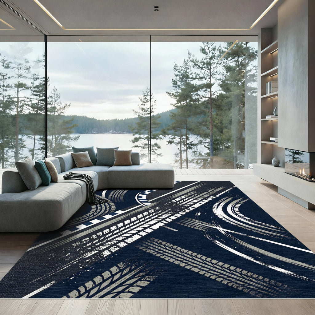 Dynamic Race Track Tire Tread Rug