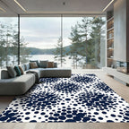 Modern Navy Circular Dotted Monochromatic Rug