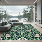 Emerald Green Floral Arabesque Rug