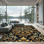 Ornate Gold Damask Filigree Scroll Rug