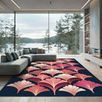 Art Deco Ginkgo Leaf Coral Blush Rug