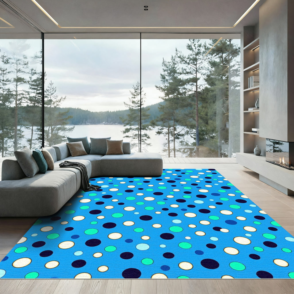 Bright Blue Polka Dot Medley Rug