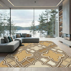 Ornate Beige Quatrefoil Interlocking Tile Rug