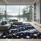 Golden Starry Night Sky Swirl Rug