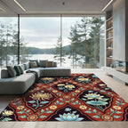 Rich Crimson Chinoiserie Floral Medallion Rug
