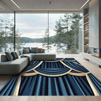 Regal Navy Tassel Theater Drape Rug