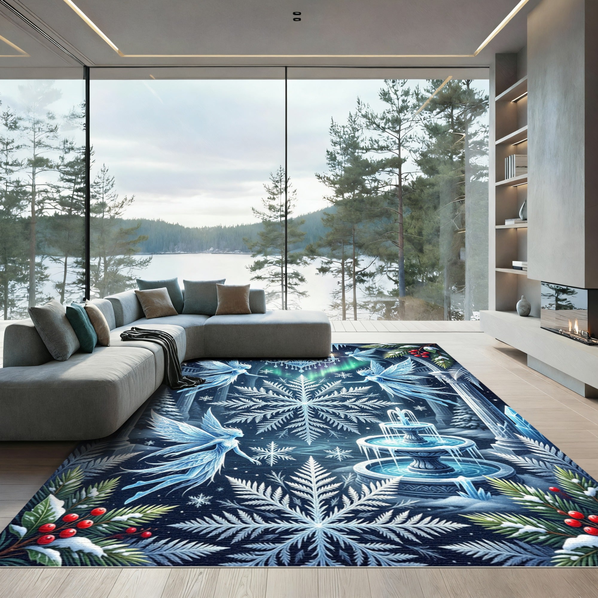 Winter Fairy Chandelier Snowflake Ice Palace Rug