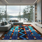 Red Navajo Cloud Sun Zigzag Fence Rug