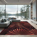 Crimson Golden Fan Layers Rug