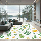 Vibrant Green And Yellow Botanical Letters Rug