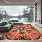 Warm Orange Sunburst Starburst Rays Rug