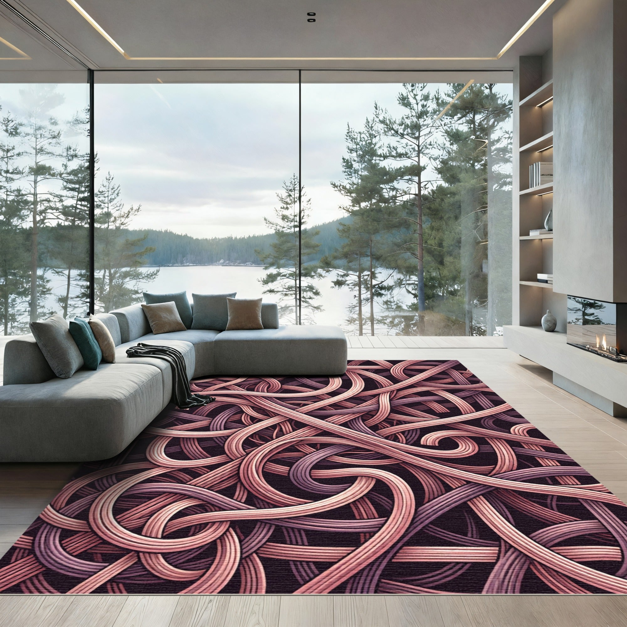 Orchid Mauve Interwoven Loops Rug