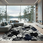 Grunge Splatter Inkburst Black White Rug