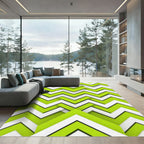 Vibrant Lime Green Geometric Chevron Rug