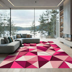 Modern Geometric Pink Triangle Mosaic Rug